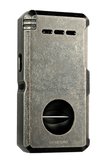 Quantoro Çift Torch Pürmüz V-Cut/Delicili/İğneli Fırçalı Gümüş Metal Puro Çakmağı - TRZ1084