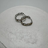 Çelik Silver Burgu Model Taşlı Halka Küpe  - Silver