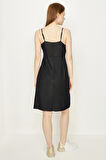 Kadın Askılı Düğmeli Mini Denim Elbise