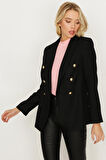 Kadın Tek Düğme Kapamalı Kaşe Blazer Ceket