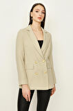 Kadın Gold Düğmeli Blazer Ceket