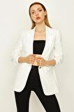 Kadın Kruvaze Yaka Düğme Kapamalı Blazer Ceket