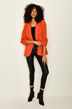 Kadın Kruvaze Yaka Düğme Kapamalı Blazer Ceket