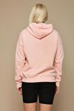 Kadın Kapüşonlu Yazı Detaylı Örme Sweatshirt