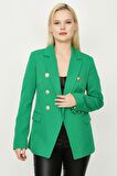Kadın Gold Düğme Kapamalı Astarlı Blazer Ceket