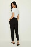 Kadın Kemerli Beli Lastikli Rahat Kesim Pantolon