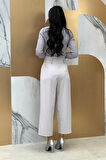 Bym Fashion Fermuarlı Bel Bağcıklı Pantolon 0174 Gri