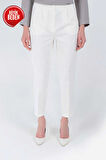 Büyük Beden Fermuarlı Cep Detaylı Kalem Pantolon 0201-1 Ekru