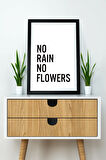 Tek Parça Çerçeve Görünümlü Yazılı Mdf Tablo "No Rain No Flowers"