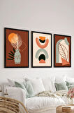 3 Parça Siyah Çerçeve Görünümlü Mdf Tablo Seti - Set 22