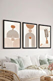 3 Parça Siyah Çerçeve Görünümlü Mdf Tablo Seti - Set 26