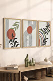 3 Parça Ahşap Çerçeve Görünümlü Mdf Tablo Seti - ERSYCRVSZ3SET22
