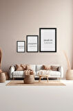 3 Parça Siyah Çerçeve Görünümlü MDF Poster Tablo Seti - Set 5