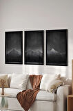 3 Parça Siyah Çerçeve Görünümlü MDF Poster Tablo Seti - Set 17