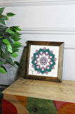 Masif Ahşap Çerçeveli Taş Tablo Pano 16 x 16 cm - Mandala 4