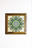 Masif Ahşap Çerçeveli Taş Tablo Pano 26 x 26 cm - Mandala 5