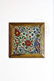 Masif Ahşap Çerçeveli Taş Tablo Pano 16 x 16 cm - Çini 1