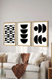 3 Parça Ahşap Çerçeve Görünümlü MDF Poster Tablo Seti - Set 33