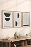 3 Parça Ahşap Çerçeve Görünümlü MDF Poster Tablo Seti - Set 82