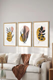 3 Parça Ahşap Çerçeve Görünümlü MDF Poster Tablo Seti - Set 92