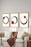 3 Parça Ahşap Çerçeve Görünümlü MDF Poster Tablo Seti - Set 57