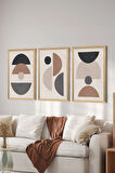 3 Parça Ahşap Çerçeve Görünümlü MDF Poster Tablo Seti - Set 88
