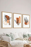 3 Parça Ahşap Çerçeve Görünümlü MDF Poster Tablo Seti - Set 122