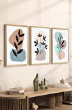 3 Parça Ahşap Çerçeve Görünümlü MDF Poster Tablo Seti - Set 97