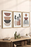 3 Parça Ahşap Çerçeve Görünümlü MDF Poster Tablo Seti - Set 30