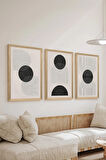 3 Parça Ahşap Çerçeve Görünümlü MDF Poster Tablo Seti - Set 51