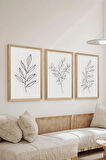 3 Parça Ahşap Çerçeve Görünümlü MDF Poster Tablo Seti - Set 39