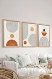 3 Parça Ahşap Çerçeve Görünümlü MDF Poster Tablo Seti - Set 16