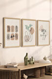 3 Parça Ahşap Çerçeve Görünümlü MDF Poster Tablo Seti - Set 26