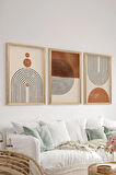 3 Parça Ahşap Çerçeve Görünümlü MDF Poster Tablo Seti - Set 24