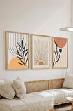 3 Parça Ahşap Çerçeve Görünümlü MDF Poster Tablo Seti - Set 23