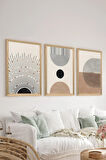 3 Parça Ahşap Çerçeve Görünümlü MDF Poster Tablo Seti - Set 12