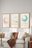 3 Parça Ahşap Çerçeve Görünümlü MDF Poster Tablo Seti - Set 29