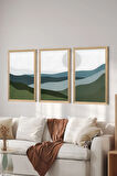 3 Parça Ahşap Çerçeve Görünümlü MDF Poster Tablo Seti - Set 81