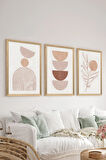 3 Parça Ahşap Çerçeve Görünümlü MDF Poster Tablo Seti - Set 44
