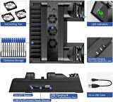Hepu TP4-882C PS4 3 Soğutma Fanlı Stand Şarj İstasyonu For P-4/Slim/Pro 