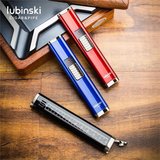 Lubinski Cigar Slim Cetvelli Ve Sehpalı Çift Torch Puro Çakmağı Kırmızı LB-124