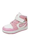 Callion 048 Deri Sneakers Kız Çocuk Spor Ayakkabı 31-35 Beyaz Pembe