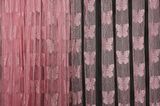 KELEBEK  MODEL PEMBE RENK İP PERDE HAZIR DÜĞMELERİ DİKİLMİŞ İP PERDE 300*280 cm