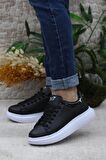 Best Of 150-24 Deri Trend Sneaker Erkek Ayakkabı Siyah Beyaz