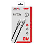Gritty 100W Type-C to Type-c Örgülü 1 m Şarj Kablosu Siyah (GLZA01)