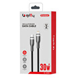 Gritty 30W Type-C to Lightning Örgülü 1 m Şarj Kablosu Siyah (GL-ZA02)