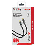 Gritty Dijital 60W Type-C to Type-C Örgülü Şarj Kablosu 1.1 m Siyah (GL-DP01)