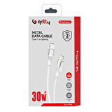Gritty 30W Metal Type-C to Lightning Şarj Kablosu 1 m Beyaz (GL-MT02)