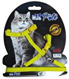 Pati Yavru Köpek ve Kedi Gezdirme Takım Tasması (Ayarlanabilir) Düz Sarı