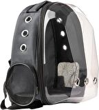 Şeffaf Astronot Kedi Köpek Taşıma Çantası 42x22x33 Cm Siyah